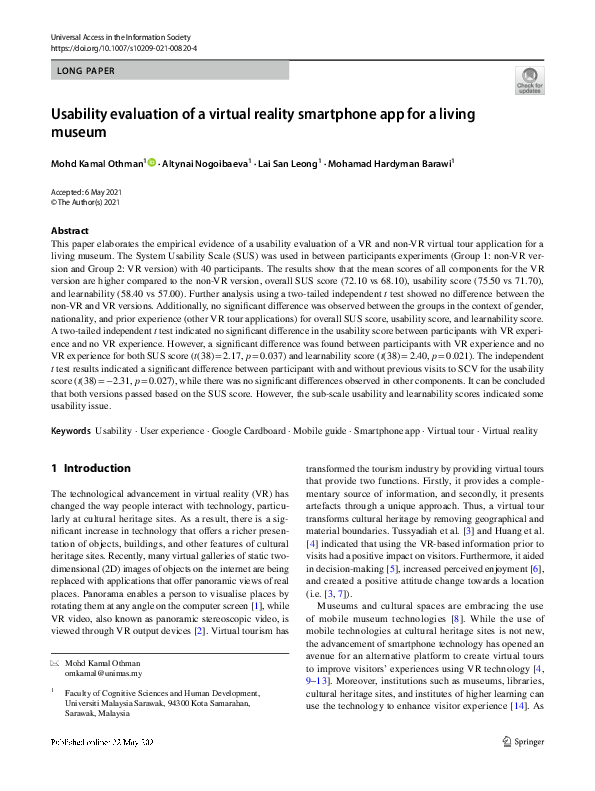 (PDF) Usability evaluation of a virtual reality smartphone app for a ...