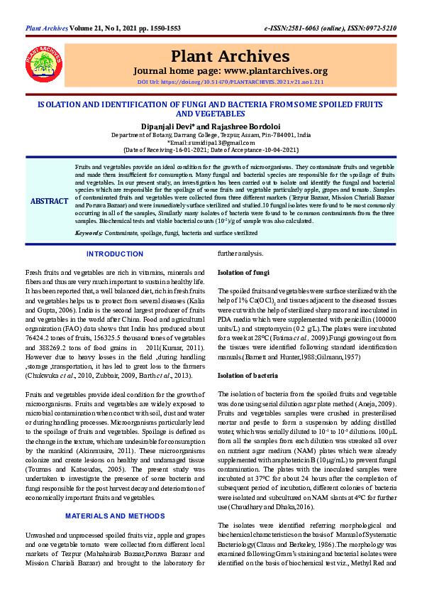 (PDF) Isolation and Identification of Fungi and Bacteria from Some ...