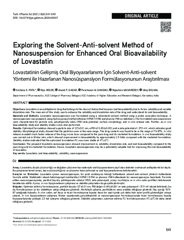(PDF) Exploring the Solvent-Anti-solvent Method of Nanosuspension for ...