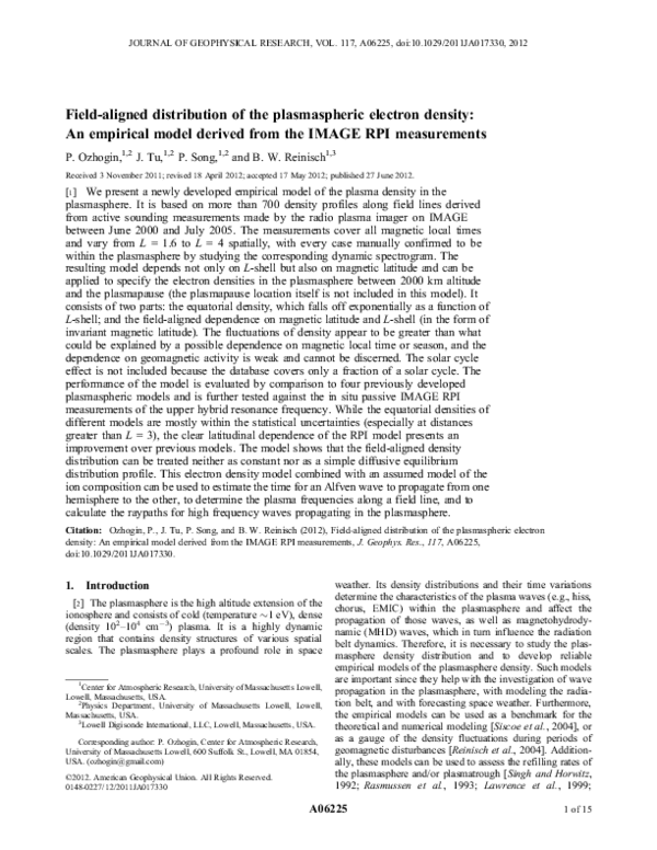 (PDF) Field-aligned distribution of the plasmaspheric electron density ...