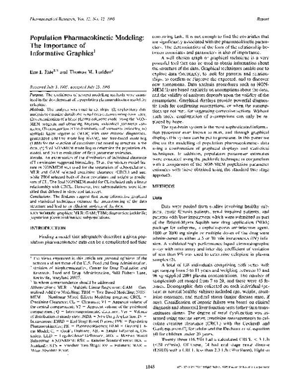 (PDF) Population Pharmacokinetic Modeling: The Importance of ...