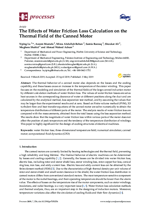 (PDF) The Effects of Water Friction Loss Calculation on the Thermal ...