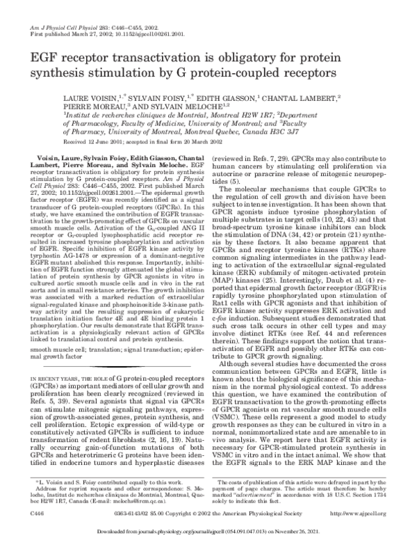 (PDF) Transactivation of Egf Receptor is an Obligatory Event for ...