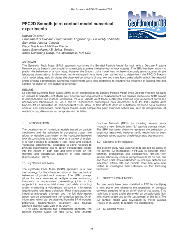 (PDF) PFC2D Smooth joint contact model numerical experiments