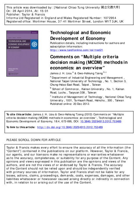 (PDF) Comments on “Multiple criteria decision making (MCDM) methods in ...