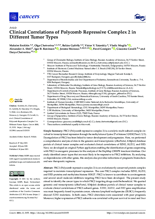 (PDF) Clinical Correlations of Polycomb Repressive Complex 2 in ...