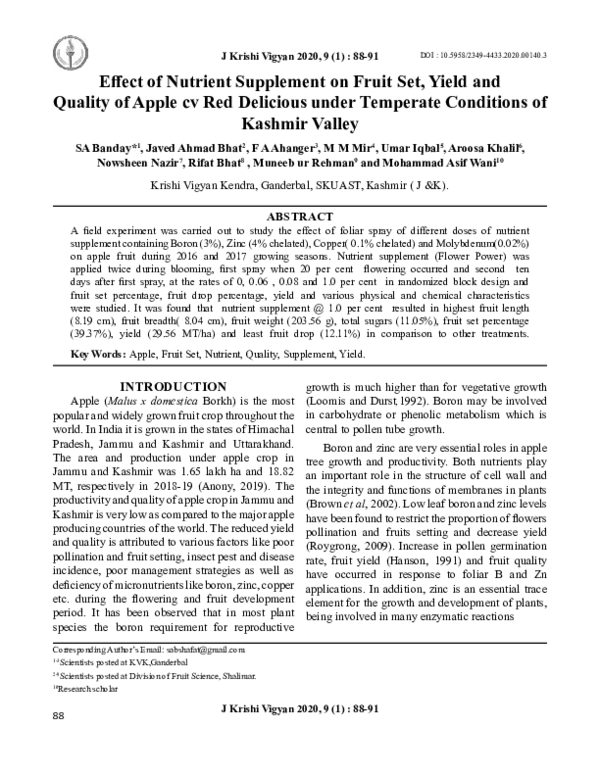 (PDF) Effect of nutrient supplement on fruit set, yield and quality of ...