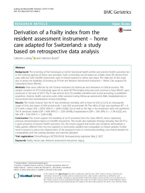(PDF) Derivation of a frailty index from the resident assessment ...