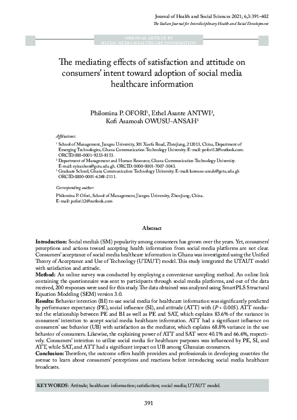 (PDF) The mediating effects of satisfaction and attitude on consumers ...