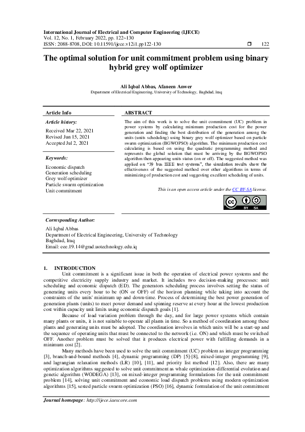 (PDF) The optimal solution for unit commitment problem using binary ...