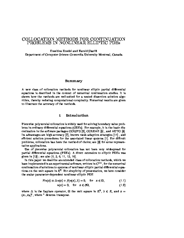 (PDF) Collocation methods for continuation problems in nonlinear ...