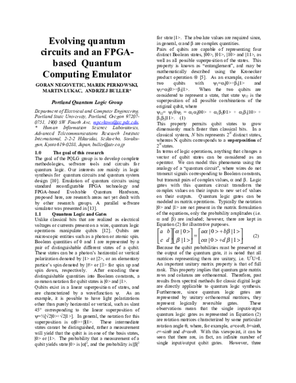 (PDF) Evolving Quantum Circuits and An FPGA-Based Quantum Computing ...