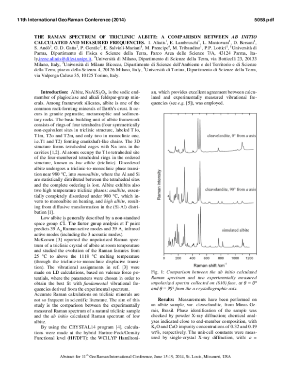 (PDF) The Raman spectrum of triclinic albite: a comparison between ab ...