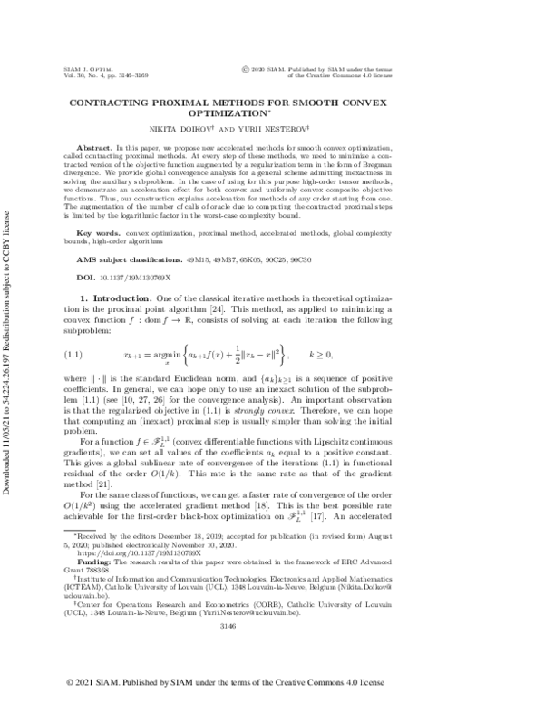 (PDF) Contracting Proximal Methods for Smooth Convex Optimization