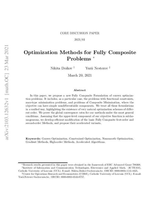 (PDF) Optimization Methods for Fully Composite Problems