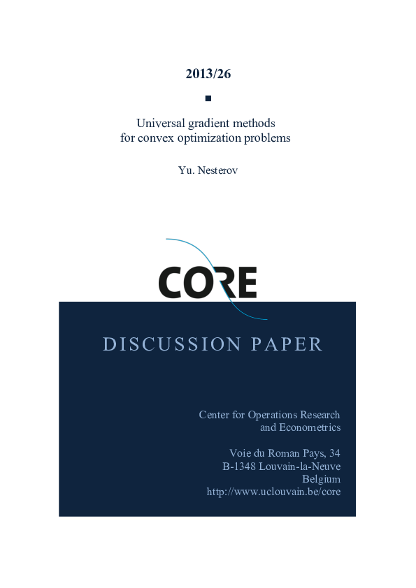 (PDF) Universal gradient methods for convex optimization problems