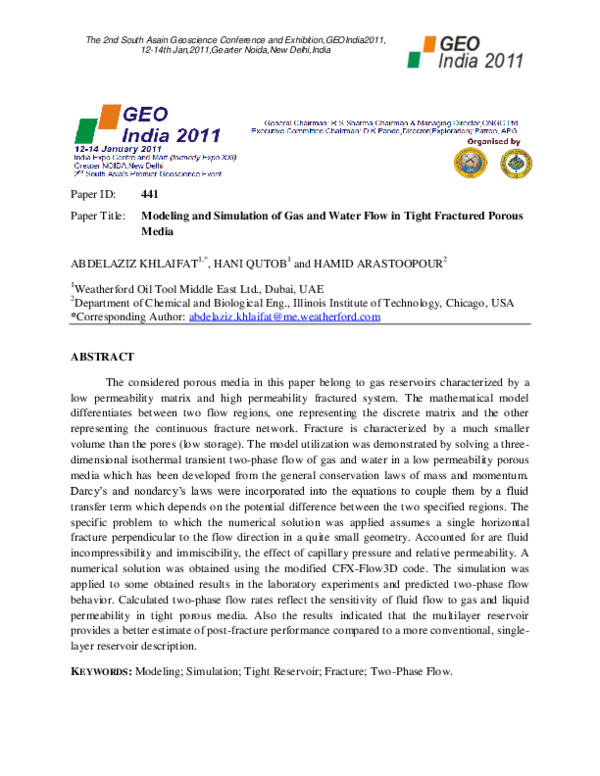 (PDF) Paper Title: Modeling and Simulation of Gas and Water Flow in ...