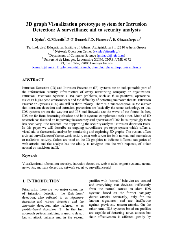 (PDF) 3D Visualization prototype system for Intrusion Detection: A ...