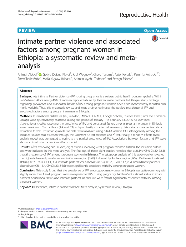 (PDF) Intimate partner violence and associated factors among pregnant ...