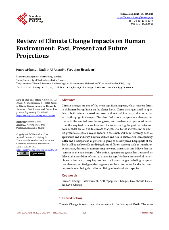 (PDF) Review of Climate Change Impacts on Human Environment: Past ...