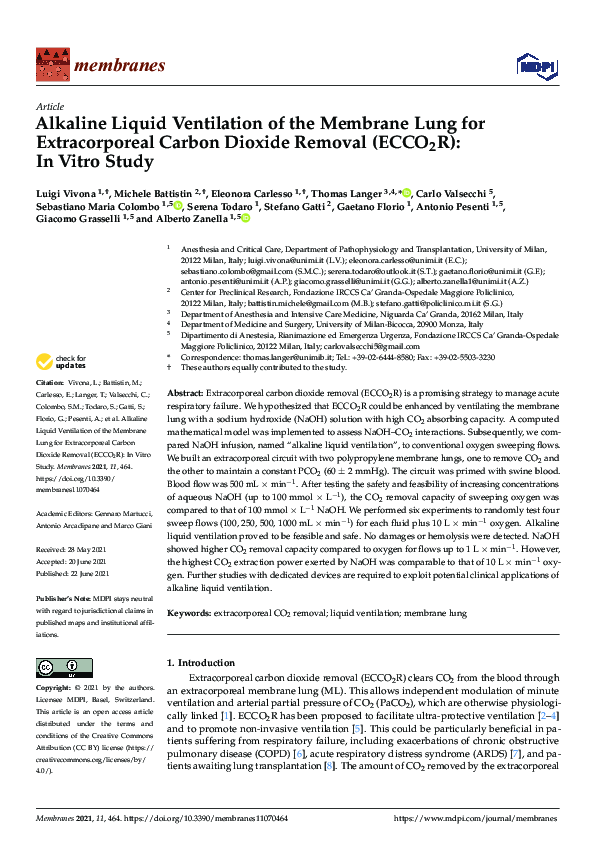 (PDF) Alkaline Liquid Ventilation of the Membrane Lung for ...