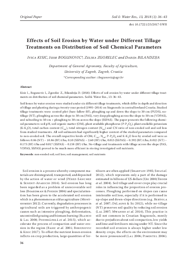 (PDF) Effects of soil erosion by water under different tillage ...