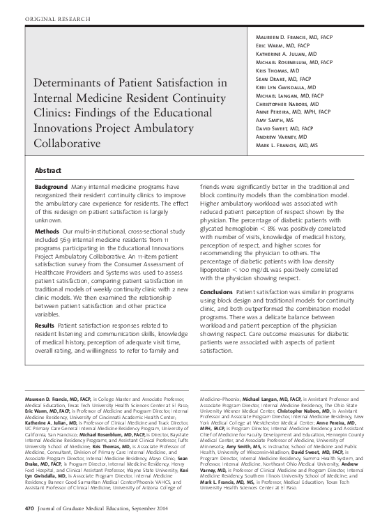 (PDF) Determinants of Patient Satisfaction in Internal Medicine ...