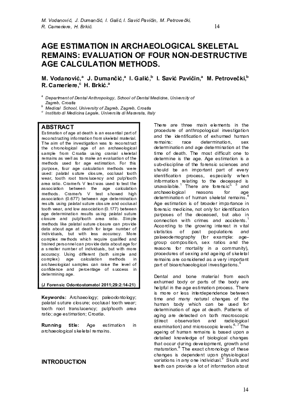 (PDF) Age Estimation in Archaeological Skeletal Remains: Evaluation of ...