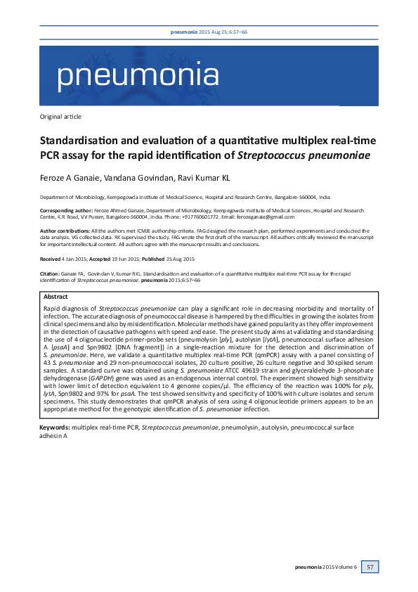 (PDF) Standardisation and evaluation of a quantitative multiplex real ...
