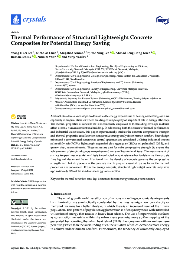 (PDF) Thermal Performance of Structural Lightweight Concrete Composites ...