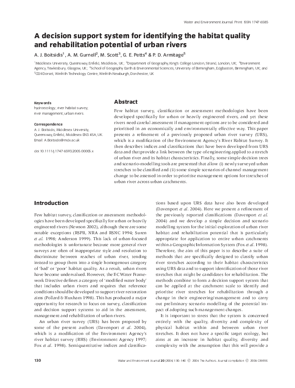 (PDF) A decision support system for identifying the habitat quality and ...