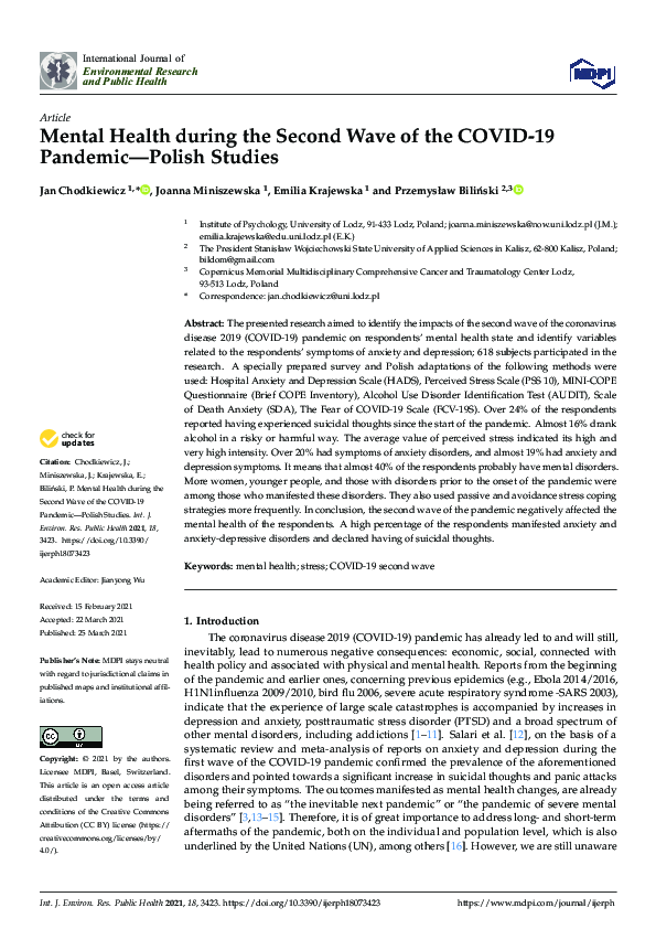 (PDF) Mental Health during the Second Wave of the COVID-19 Pandemic ...