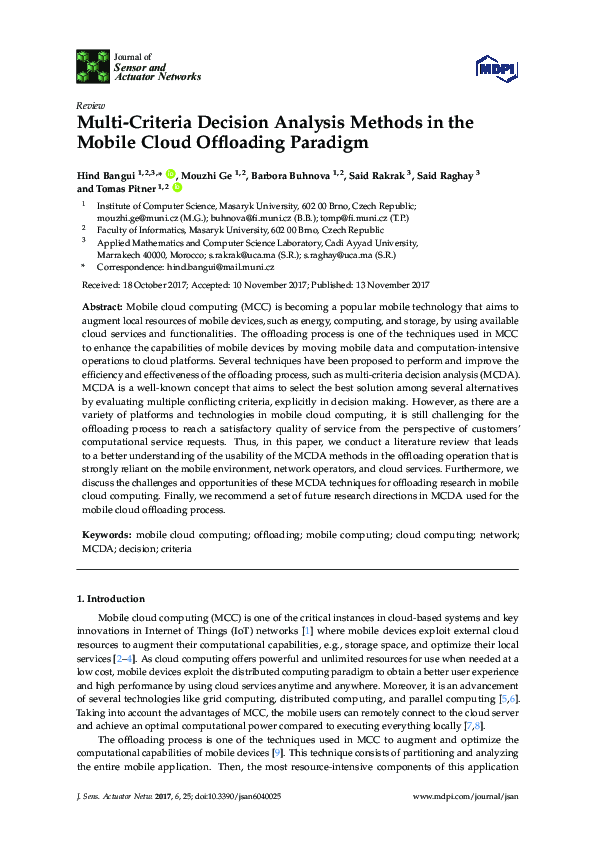 (PDF) Multi-Criteria Decision Analysis Methods in the Mobile Cloud ...