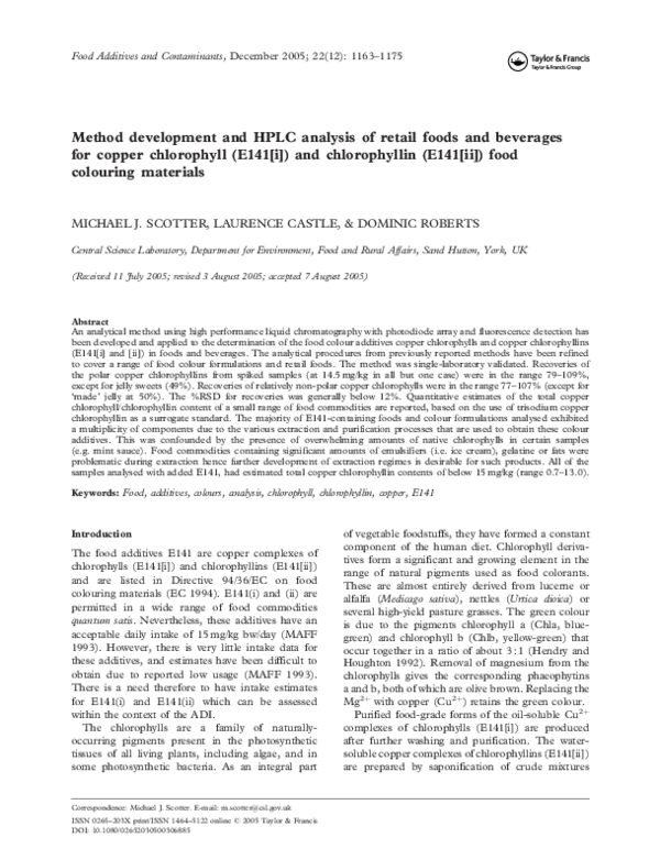 (PDF) Method development and HPLC analysis of retail foods and
