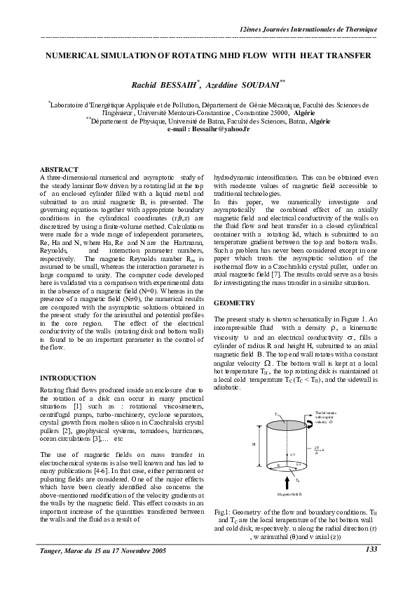 (PDF) Numerical Simulation of Rotating MHD Flow with Heat Transfer