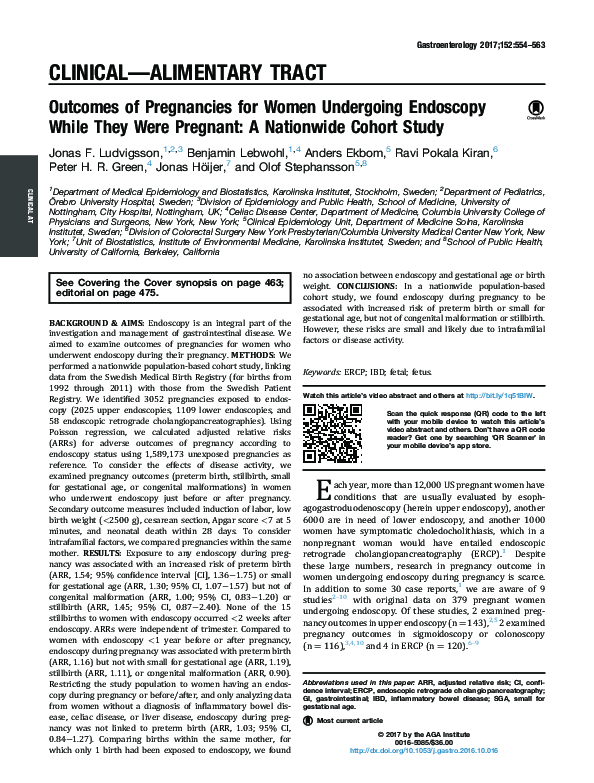 (PDF) of Pregnancies for Women Undergoing Endoscopy While They