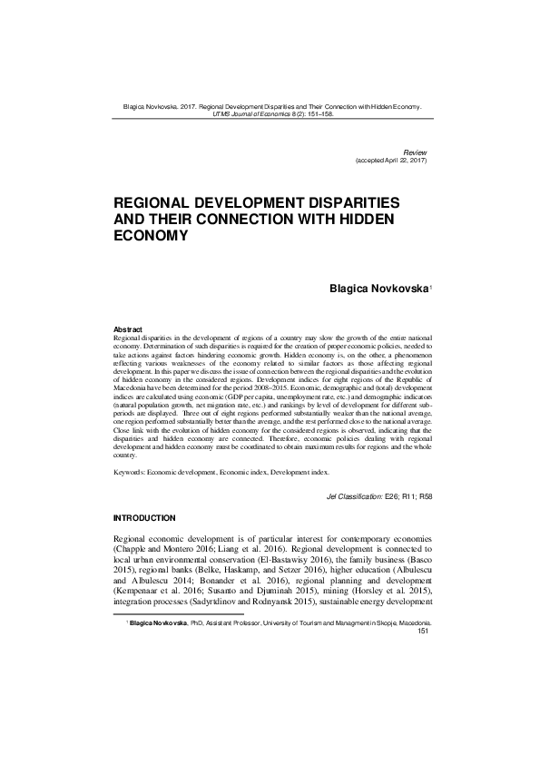 (PDF) Regional Development Disparities and Their Connection with Hidden ...