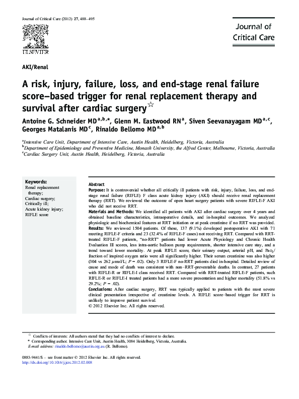 (PDF) A risk, injury, failure, loss, and end-stage renal failure score ...