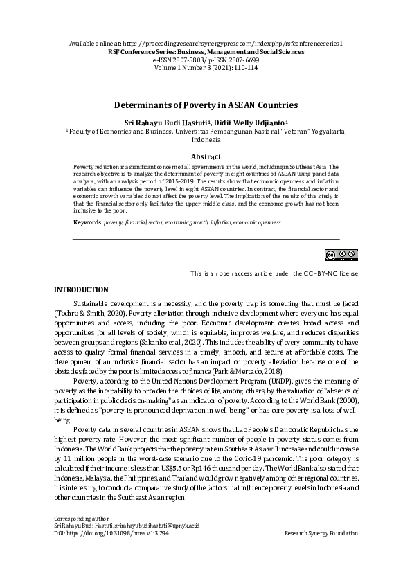 (PDF) Determinants of Poverty in ASEAN Countries