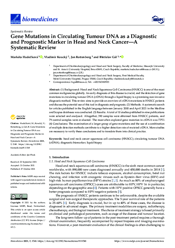 (PDF) Gene Mutations in Circulating Tumour DNA as a Diagnostic and ...