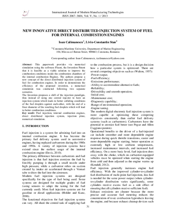(PDF) A New Innovative Direct Distributed Injection System of Fuel for ...