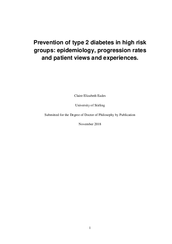 (PDF) Prevention of type 2 diabetes in high risk groups: epidemiology ...