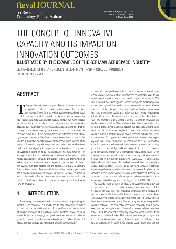 (PDF) The Concept of Innovative Capacity and its Impact on Innovation ...