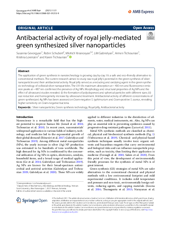 (PDF) Antibacterial activity of royal jelly-mediated green synthesized ...