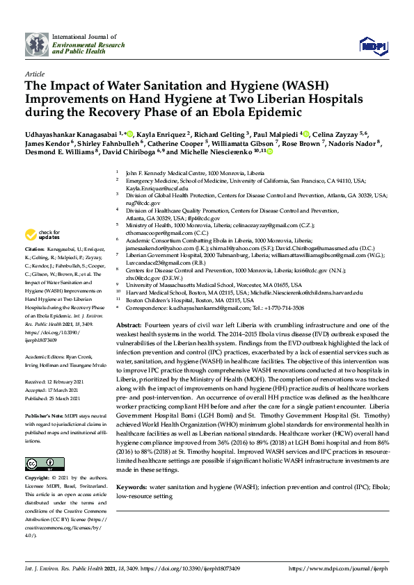 (PDF) The Impact of Water Sanitation and Hygiene (WASH) Improvements on ...