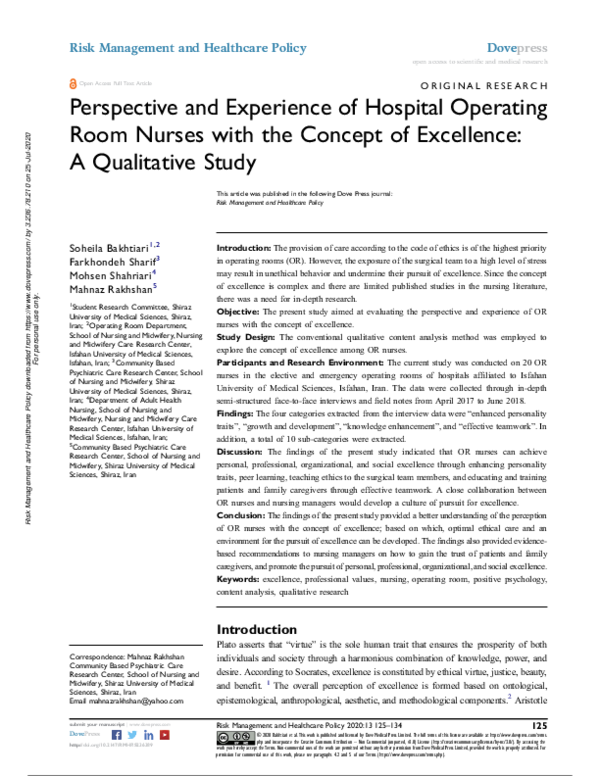 (PDF) Perspective and Experience of Hospital Operating Room Nurses with ...