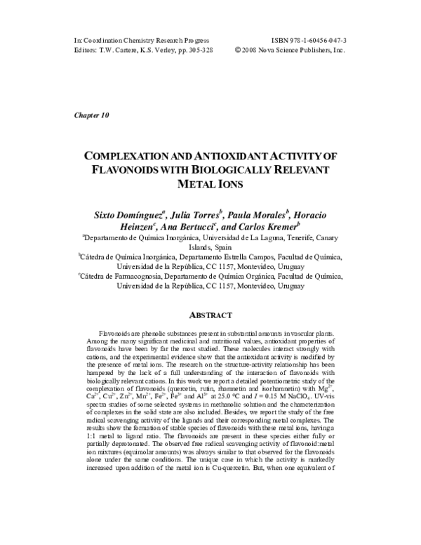 (PDF) Complexation and antioxidant activity of flavonoids with ...
