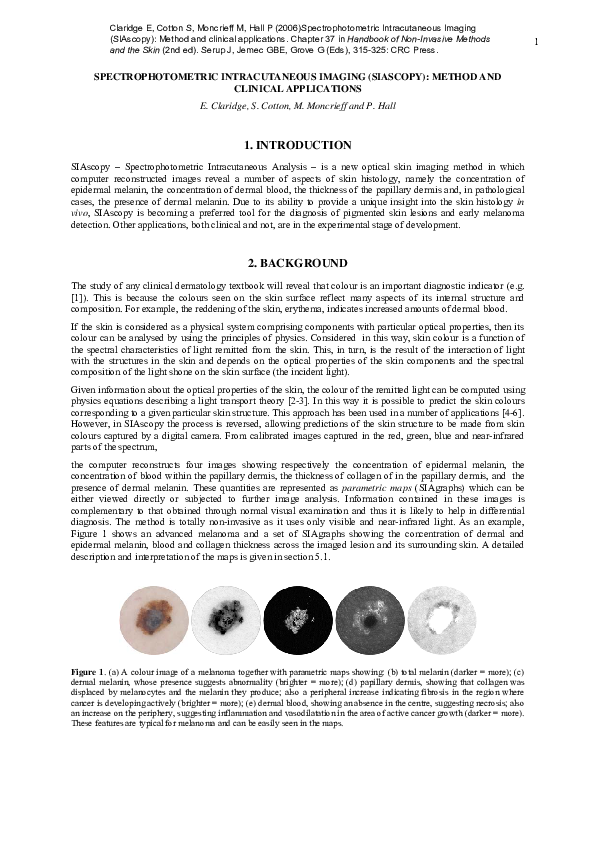 (PDF) Spectrophotometric Intracutaneous Imaging (Siascopy) Method and