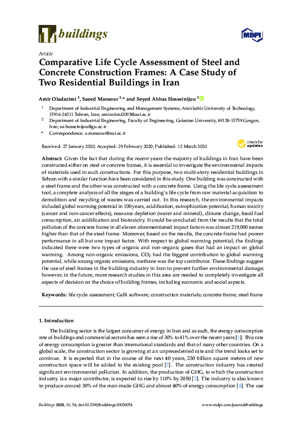 (PDF) Comparative Life Cycle Assessment of Steel and Concrete ...