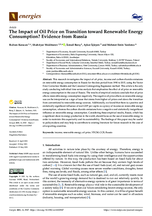 (PDF) The Impact of Oil Price on Transition toward Renewable Energy ...